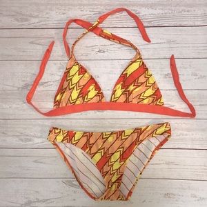 Women’s Patagonia 2 Piece Bikini Bathing Suit Swimsuit Yellow Orange Medium